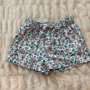 Crewcuts Pink and Green Floral High Waist Shorts